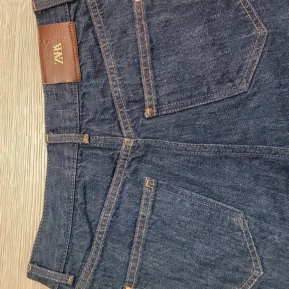 Zara Dark Blue Denim Wide Leg Jeans NWOT - Picture 6 of 10